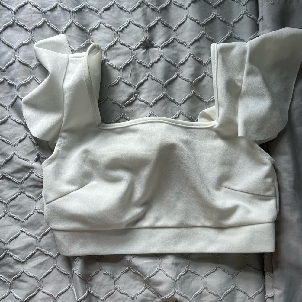 square neck white top